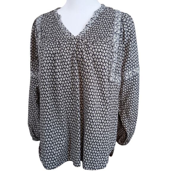 OLD NAVY Boho Peasant Blouse Top Small Gathers Floral Blousy Country Prairie - Picture 7 of 8